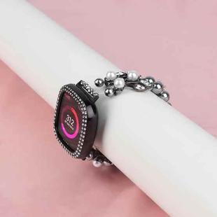 For Fitbit Versa 3 / Sense Pearl Bracelet Watch Band(Black)