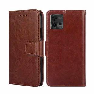 For Motorola Moto G72 4G Crystal Texture Horizontal Flip Leather Phone Case(Brown)