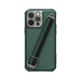 For iPhone 14 Pro Max NILLKIN MagSafe Full Coverage Phone Case with Wrist Strap(Green)
