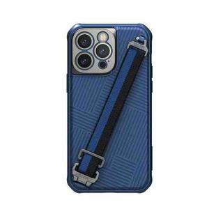 For iPhone 14 Pro Max NILLKIN Full Coverage Phone Case with Wrist Strap(Blue)