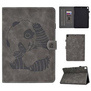 For iPad Pro 10.5 inch Embossing Panda Sewing Thread Horizontal Painted Flat Leather Case with Sleep Function & Pen Cover & Anti Skid Strip & Card Slot & Holder(Gray)