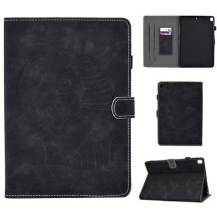 For iPad Air (2019) Embossing Panda Sewing Thread Horizontal Painted Flat Leather Case with Sleep Function & Pen Cover & Anti Skid Strip & Card Slot & Holder(Black)