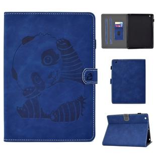 For iPad 2 / 3 / 4 Embossing Sewing Thread Horizontal Painted Flat Leather Case with Sleep Function & Pen Cover & Anti Skid Strip & Card Slot & Holder(Blue)