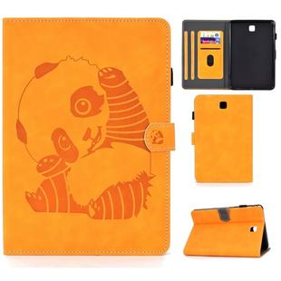 For Galaxy Tab A 8.0 (2015) T350 Embossing Sewing Thread Horizontal Painted Flat Leather Case with Sleep Function & Pen Cover & Anti Skid Strip & Card Slot & Holder(Khaki)