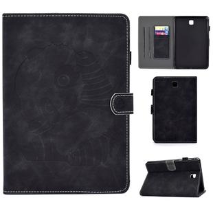 For Galaxy Tab A 8.0 (2015) T350 Embossing Sewing Thread Horizontal Painted Flat Leather Case with Sleep Function & Pen Cover & Anti Skid Strip & Card Slot & Holder(Black)