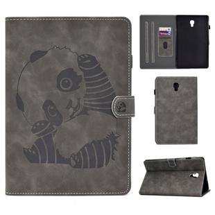 For Galaxy Tab A 10.5 T590 Embossing Sewing Thread Horizontal Painted Flat Leather Case with Sleep Function & Pen Cover & Anti Skid Strip & Card Slot & Holder(Gray)