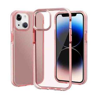 For iPhone 14 Plus Two-color Shockproof High Transparency TPU Phone Case(Pink)