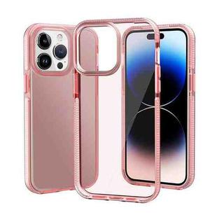For iPhone 14 Pro Two-color Shockproof High Transparency TPU Phone Case(Pink)
