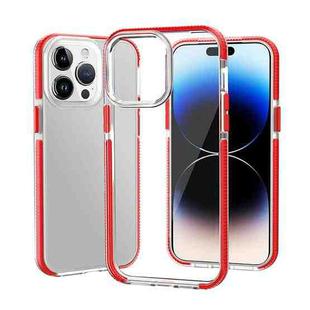 For iPhone 14 Pro Two-color Shockproof High Transparency TPU Phone Case(Red)