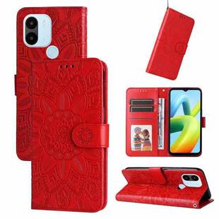 For Xiaomi Redmi A1+ Embossed Sunflower Leather Phone Case(Red)