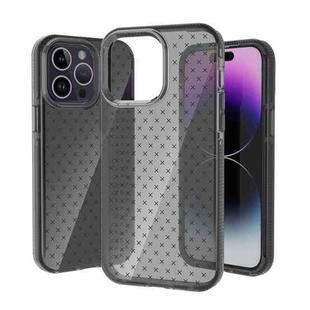 For iPhone 14 Pro Grid Pattern Transparent TPU Phone Case(Black)