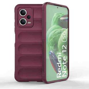 For Xiaomi Redmi Note 12 5G /  Note 12 5G India Magic Shield TPU + Flannel Phone Case(Wine Red)