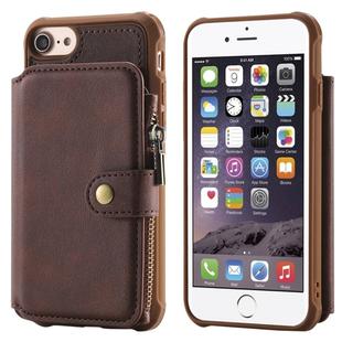 For iPhone 6 Zipper Shockproof Protective Case with Card Slots & Bracket & Photo Holder & Wallet Function(Coffee)