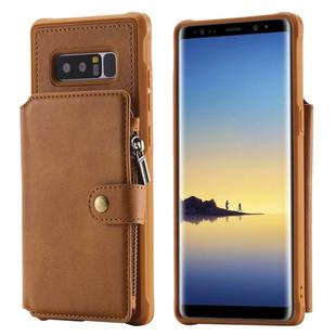 For Galaxy Note 8 Zipper Shockproof Protective Case with Card Slots & Bracket & Photo Holder & Wallet Function(Brown)