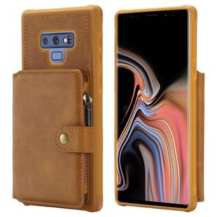 For Galaxy Note9 Zipper Shockproof Protective Case with Card Slots & Bracket & Photo Holder & Wallet Function(Brown)