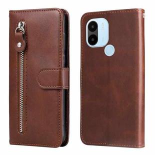 For Xiaomi Redmi A1+ Calf Texture Zipper Leather Phone Case(Brown)