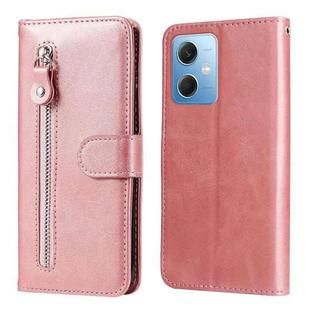 For Xiaomi Redmi Note 12 China Calf Texture Zipper Leather Phone Case(Rose Gold)