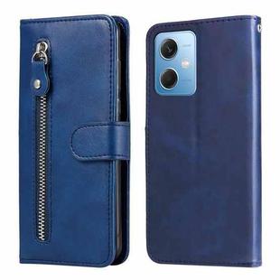 For Xiaomi Redmi Note 12 China Calf Texture Zipper Leather Phone Case(Blue)