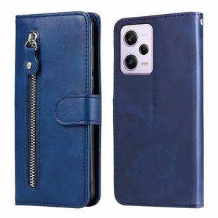 For Xiaomi Redmi Note 12 Pro 5G China Calf Texture Zipper Leather Phone Case(Blue)