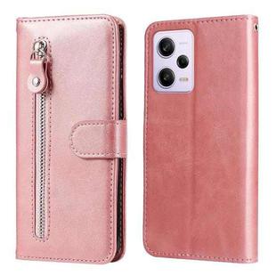 For Xiaomi Redmi Note 12 Pro+ China Calf Texture Zipper Leather Phone Case(Rose Gold)