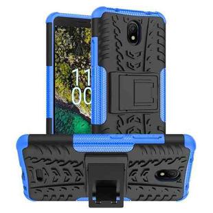 For Nokia C100 Tire Texture TPU + PC Phone Case with Holder(Blue)