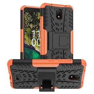 For Nokia C100 Tire Texture TPU + PC Phone Case with Holder(Orange)