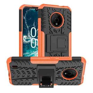 For Nokia C200 Tire Texture TPU + PC Phone Case with Holder(Orange)