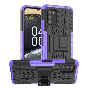 For Nokia G100 Tire Texture TPU + PC Phone Case with Holder(Purple)