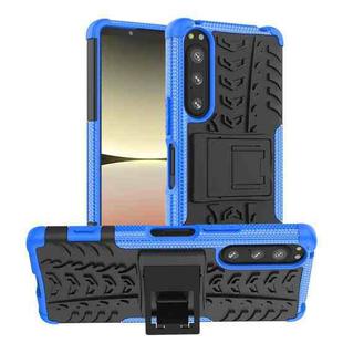 For Sony Xperia 5 IV Tire Texture TPU + PC Phone Case with Holder(Blue)