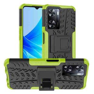 For OPPO A57 4G Tire Texture TPU + PC Phone Case with Holder(Green)