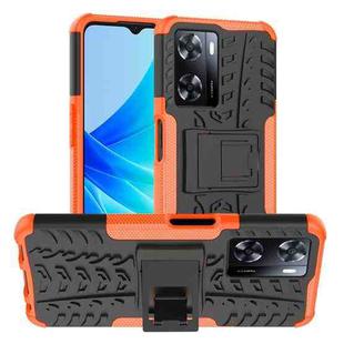 For OPPO A57 4G Tire Texture TPU + PC Phone Case with Holder(Orange)