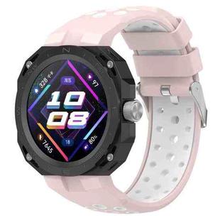For Huawei Watch GT Cyber Two-color Silicone Watch Band(White Pink)