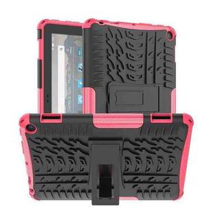 For Amazon Kindle Fire HD 8 2022 Tire Texture TPU + PC Tablet Case with Holder(Pink)