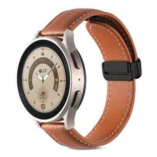 20mm Folding Buckle Genuine Leather Watch Band(Brown)