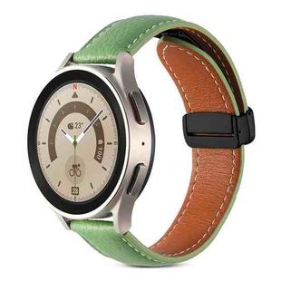 20mm Folding Buckle Genuine Leather Watch Band(Green)