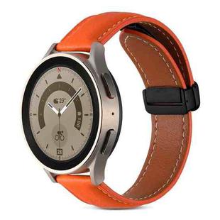 20mm Folding Buckle Genuine Leather Watch Band(Orange)