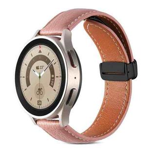 22mm Folding Buckle Genuine Leather Watch Band(Dark Pink)