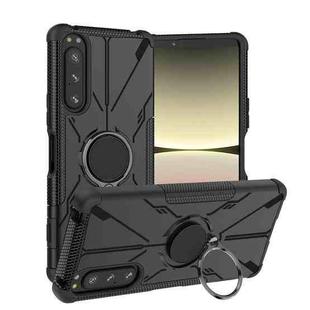 For Sony Xperia 5 IV Armor Bear Shockproof PC + TPU Phone Case with Ring(Black)
