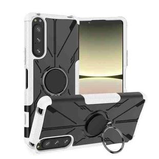 For Sony Xperia 5 IV Armor Bear Shockproof PC + TPU Phone Case with Ring(White)
