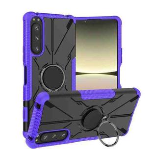 For Sony Xperia 5 IV Armor Bear Shockproof PC + TPU Phone Case with Ring(Purple)