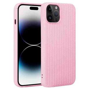 For iPhone 14 Pro Max Weave Texture Silicone Phone Case(Pink)