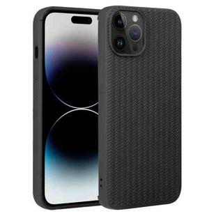 For iPhone 14 Pro Max Weave Texture Silicone Phone Case(Black)