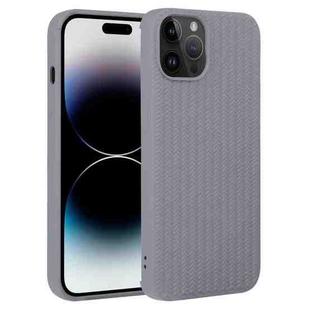 For iPhone 14 Pro Max Weave Texture Silicone Phone Case(Grey)