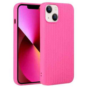 For iPhone 13 Weave Texture Silicone Phone Case(Rose Red)