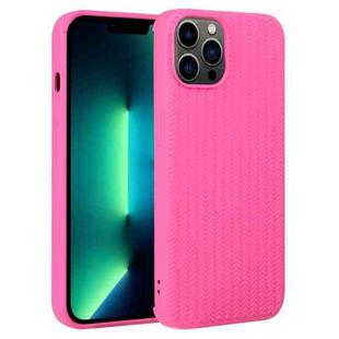 For iPhone 13 Pro Max Weave Texture Silicone Phone Case(Rose Red)