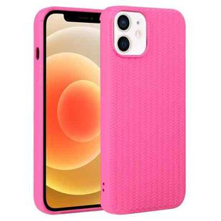 For iPhone 12 Weave Texture Silicone Phone Case(Rose Red)