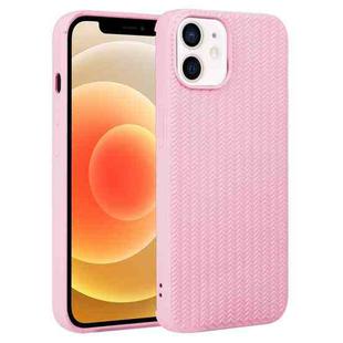 For iPhone 12 Weave Texture Silicone Phone Case(Pink)