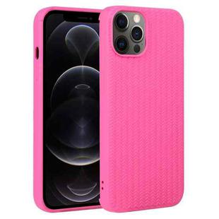 For iPhone 12 Pro Weave Texture Silicone Phone Case(Rose Red)