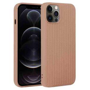 For iPhone 12 Pro Weave Texture Silicone Phone Case(Brown)