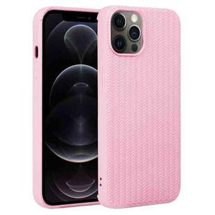 For iPhone 12 Pro Weave Texture Silicone Phone Case(Pink)